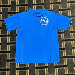COOGI Polo Shirt XL Blue Embroidered Crest Logo Streetwear Designer Y2K Vintage